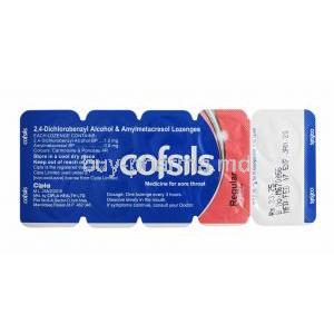 Cofsils Lozenges Original Flavour, lozenges back