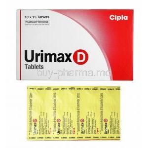 Urimax D, Tamsulosin and Dutasteride box and tablets