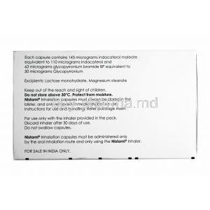 Nistami Inhaler, Indacaterol and Glycopyrrolate composition