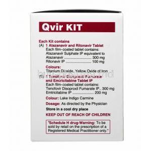 Qvir Kit, Tenofovir disoproxil fumarate, Emtricitabine, Atazanavir and Ritonavir composition