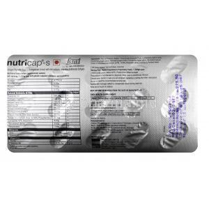 Nutricap-S, Natural extracts, oils, Vitamins, Minerals, capsule(Soft gel), Sheet information