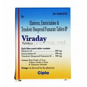 Viraday, Emtricitabine, Tenofovir and Efavirenz composition