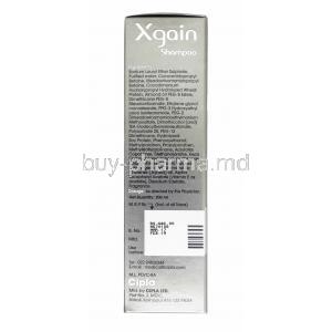 Xgain Shampoo, 200ml ingredients