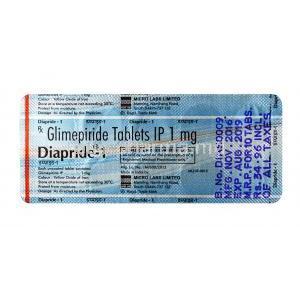 Diapride, Glimepiride 1 mg, Tablet, Sheet information