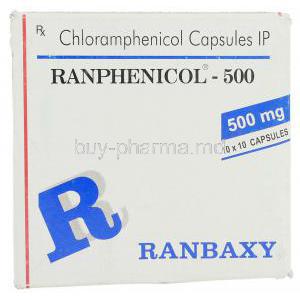 Ranphenicol,  Generic Chloromycetin,  Chloramphenicol Capsule Box