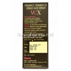 Vcx Serum Key ingredients