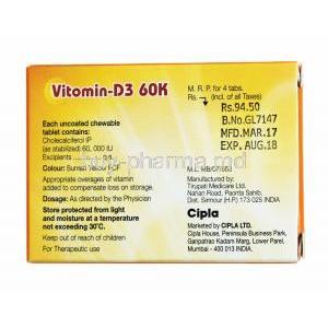 Vitomin-D3 60K, Cholecalciferol manufacturer