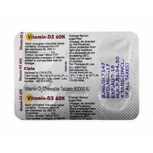 Vitomin-D3 60K, Cholecalciferol tablet back