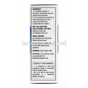 Vigadexa Ophthalmic Solution, Moxifloxacin and Dexamethasone box side