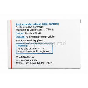 VesiGard, Darifenacin 7.5mg composition