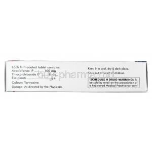 Dolowin TC, Aceclofenac 100mg + Thiocolchicoside 8mg, Tablet, Box information