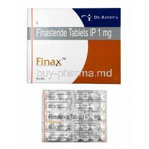 Finax, Finasteride box and tablets
