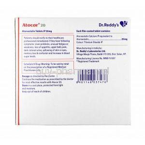 Atocor. Atorvastatin 20mg composition