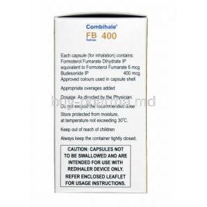 Combihale FB Redicaps,  Formoterol 6mcg and Budesonide 400mcg composition