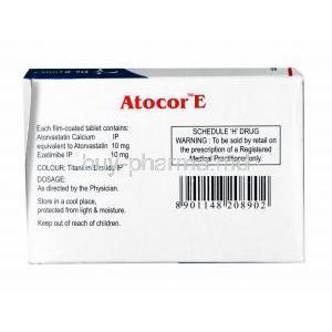 Atocor E, Atorvastatin and Ezetimibe composition