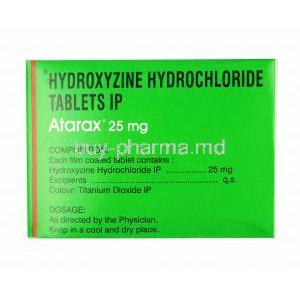 Atarax, Hydroxyzine 25mg composition