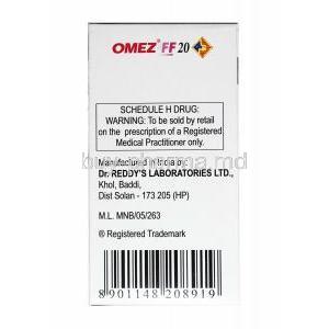 Omez FF, Omeprazole 20mg manufacturer