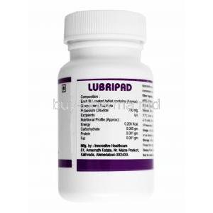 Lubripad, Glucosamine 500mg tablet bottle back