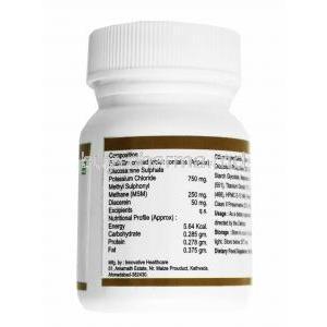 Lubripad DM, Glucosamine, Diacerein and Methyl Sulfonyl Methane tablet bottle back