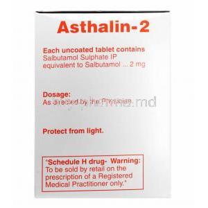 Asthalin, Salbutamol 2mg composition