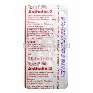 Asthalin, Salbutamol 2mg tablet back