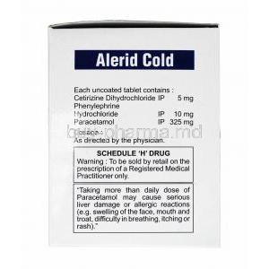 Alerid Cold, Cetirizine, Paracetamol and Phenylephrine composition