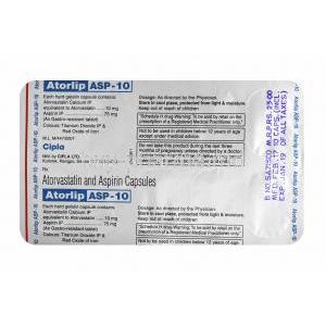 Atorlip-ASP, Atorvastatin and Aspirin capsules back
