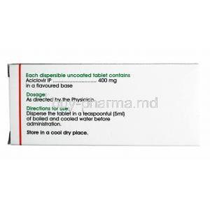 Acivir, Acyclovir 400mg composition