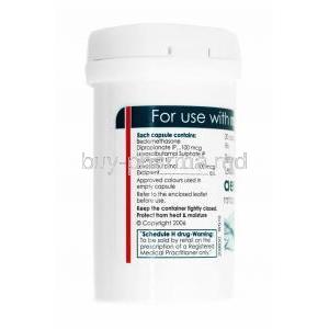 Aerocort Rotacap, Levosalbutamol and Beclometasone capsule bottle back