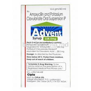 Advent Oral Suspension Orange Flavour, Amoxycillin 200mg and Clavulanic Acid 28.5mg composition