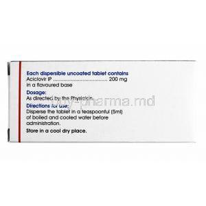 Acivir, Acyclovir 200mg composition