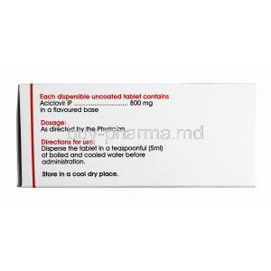 Acivir, Acyclovir 800mg composition