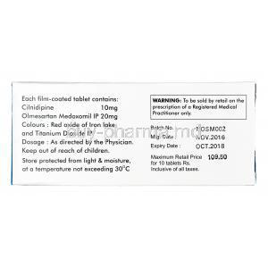 Nulong OL, Olmesartan 20 mg / Cilnidipine 10 mg, Tablet, Box information