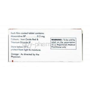 Moxilong, Moxonidine 0.3 mg, Tablet,Box information