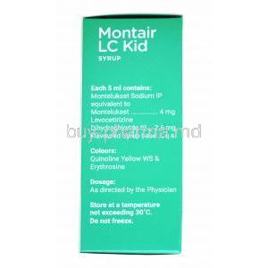 Montair LC Kid Syrup, Levocetirizine and Montelukast composition