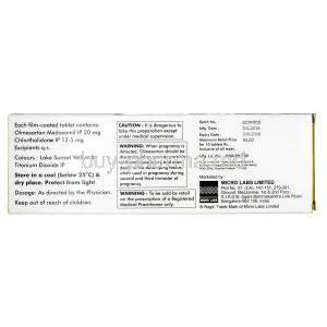 Olmat CT, Olmesartan 20mg + Chlorthalidone 12.5mg, Tablet, Box information