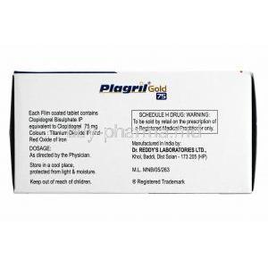 Plagril Gold, Clopidogrel 75mg manufacturer