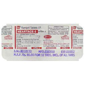 Heartace, Generic  Altace,  Ramipril Tablet Packaging
