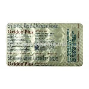Oxidon Plus, Multi Vitamin + Copper + Manganese + Zinc sulphate monohydrate + Selenium Dioxide, Capsule, Sheet information