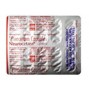 Neurocetam, Piracetam 400 mg, Capsule, Sheet information