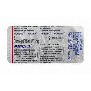 Plagril, Clopidogrel tablet back