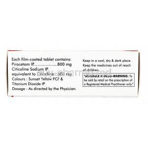 Neurocetam Plus, Citicoline 500mg / Piracetam 800mg, Tablet, Box information