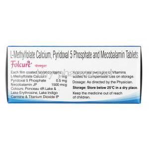 Folcure 5, mecobalamin, L-Methylfolate Calcium and vitamins,Tablet, Box information