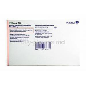 Metsmall, Metformin 500mg composition