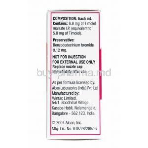 Timolast Opthalmic Gel, Timolol composition