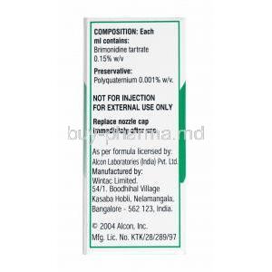 Brimo Opthalmic Solution, Brimonidine composition