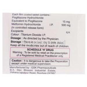 Biodib-M15,  Pioglitazone/  Metformin Tablet Composition