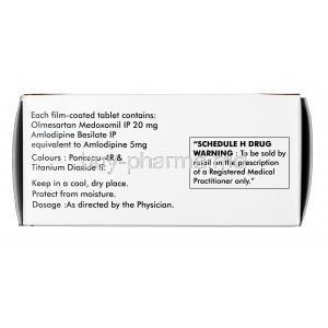 Olmat AM, Olmesartan 20mg / Amlodipine 5mg, Tablet, Box information