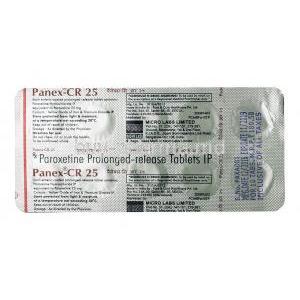 Panex CR, Paroxetine 25mg, Tablet(SR), Sheet information