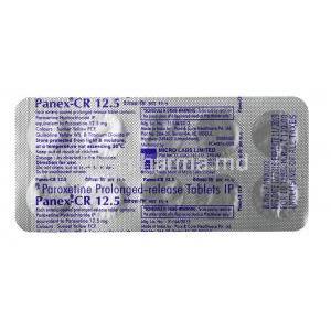 Panex CR, Paroxetine 12.5mg, Tablet(SR), Sheet information